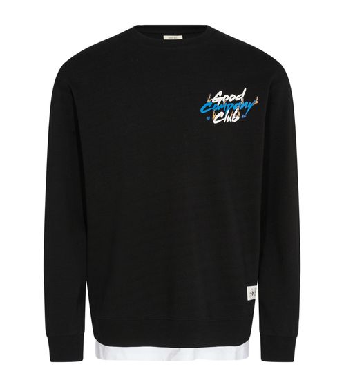 REDEFINED REBEL men's sweatshirt with front and back print, cotton sweater in a 2-layer look 223086 black/white