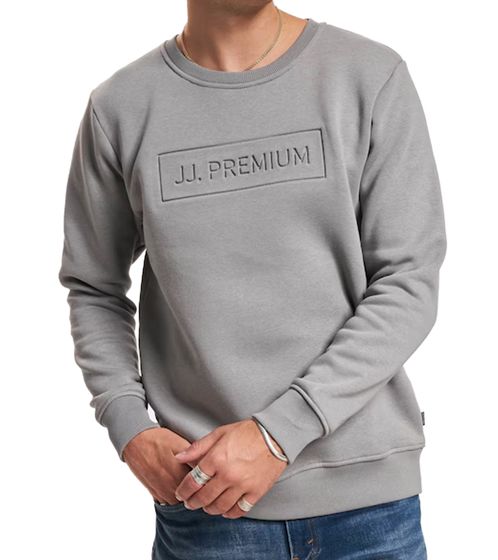 Jack & Jones Herren Pullover modisches Baumwoll-Sweatshirt mit Marken-Frontprint 12241106 Grau