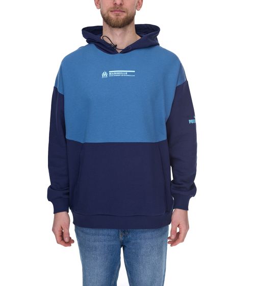 Sudadera con capucha de hombre PUMA OLYMPIQUE DE MARSEILLE de algodón sostenible con letras del logo 771970 15 azul