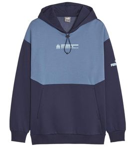 PUMA OLYMPIQUE DE MARSEILLE Herren Kapuzen-Pullover nachhaltiger Baumwoll-Hoodie mit Logo-Schriftzug 771970 15 Blau