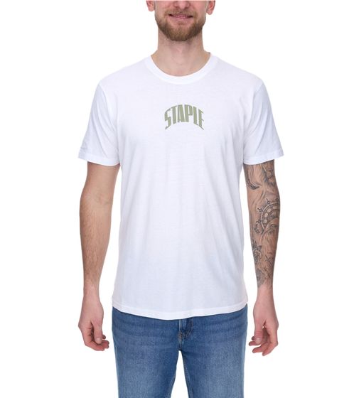 STAPLE Montrose men's cotton shirt with large bird back print T-shirt round neck shirt 2209C6996 white