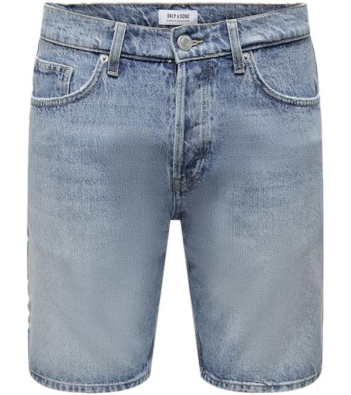 ONLY & SONS Edge Herren kurze Hose gerade Jeans-Shorts im 5-Pocket-Style 22026092 Blau