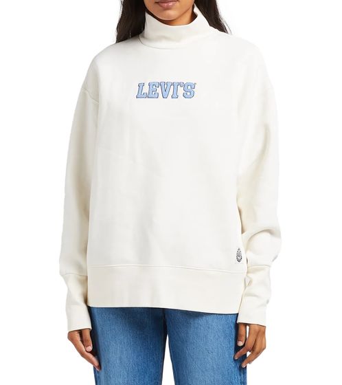 LEVI`S felpa vintage da donna con maglione oversize a collo alto con logo del brand sul petto 34251 0003 bianco