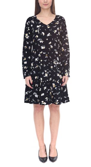 Tamaris women's mini dress with long sleeves, woven dress with floral all-over print 38428365 black