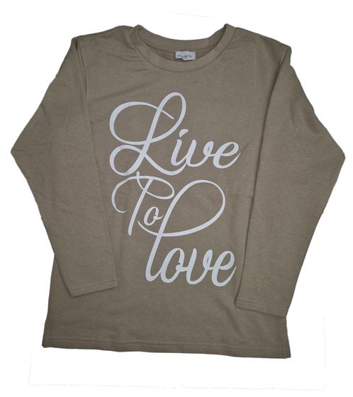 BOYSEN`S Sweater suéter de mujer suéter de algodón con letras Live to Love 35082539 beige