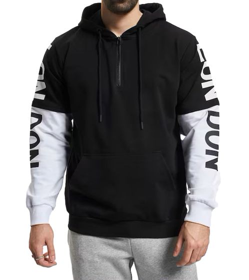 vsct LonDon 2In1 Herren Hoodie im 2-in-1-Look Baumwoll Kapuzen-Pullover 5643325 Schwarz/Weiß