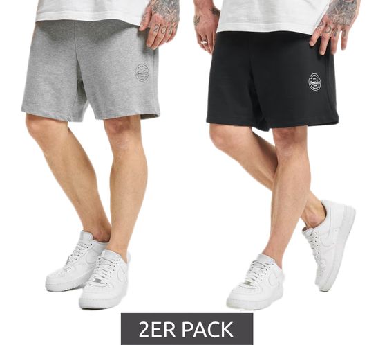 2er Pack Jack & Jones Herren Baumwoll-Shorts Sommer-Shorts kurze Hose Sweat-Shorts 12191147 Schwarz/Grau