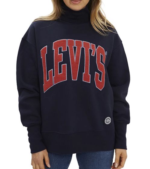 Jersey de cuello alto para mujer LEVI`S con aspecto extragrande y gráficos de marca enormes, jersey de otoño 34251 0002 Navy