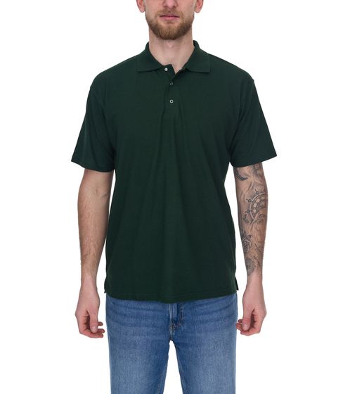 SANTINO men's simple polo shirt with cotton content, short-sleeved shirt, dark green