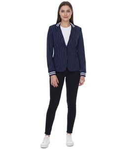 AjC Blazer Damen Business-Jacke mit Ein-Knopf-Verschluss Blazer Anzug-Jacke 90509505 Navy