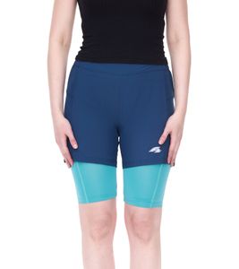 Pantalones de ciclismo F2 pantalones de bicicleta de montaña sostenibles para mujer con acolchado de asiento pantalones cortos de bicicleta 2 en 1 89267667 turquesa/azul