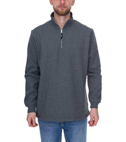 SANTINO Alex Herren schlichter Troyer-Pullover Herbst-Pulli mit Baumwollanteil Freizeit-Pullover Dunkelgrau