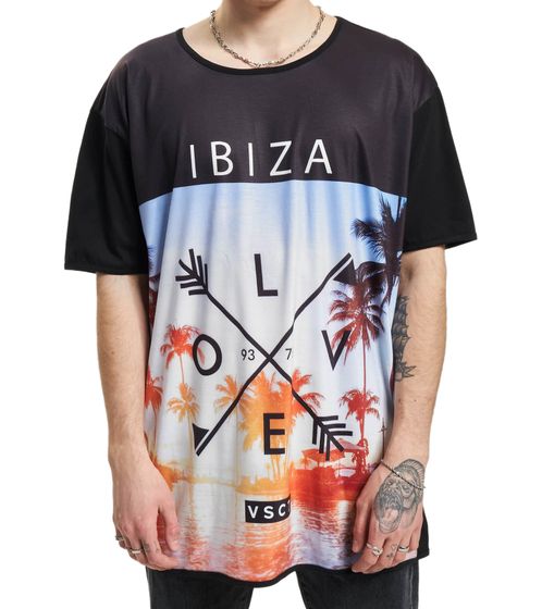 vsct Ibiza Love men's cotton T-shirt with large beach print, round neck shirt 5643296 black