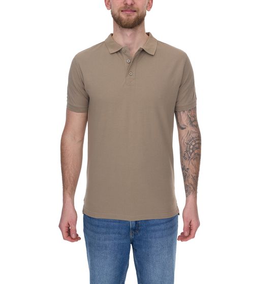 SANTINO Max Polo simple pour homme, chemise en coton, chemise à manches courtes, marron clair