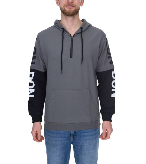 vsct LonDon 2In1 sudadera con capucha para hombre con aspecto 2 en 1, suéter con capucha de algodón 5643324 gris/negro