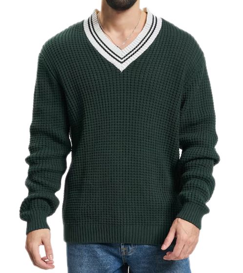 REDEFINED REBEL Cono maglione in cotone da uomo lavorato a maglia camicia a maniche lunghe 212098 verde/bianco