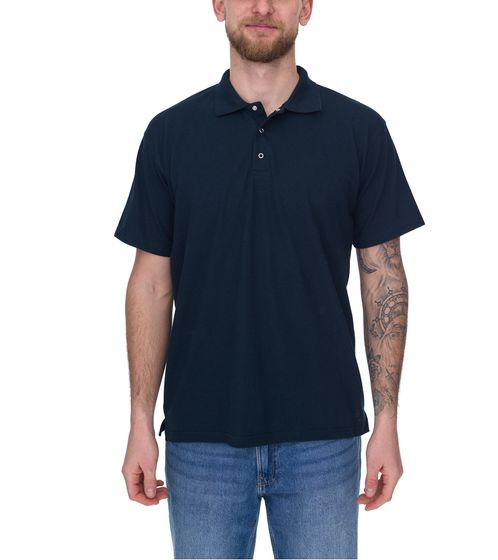 SANTINO Cws Polo sencillo de hombre con parte de algodón, camisa de manga corta, azul oscuro