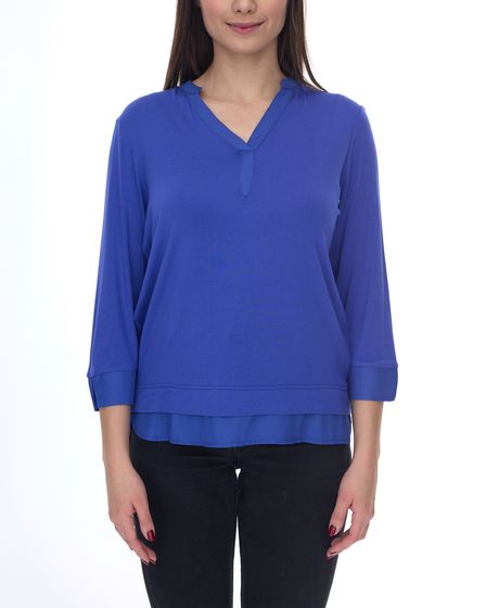 BOYSEN´S women's summer shirt 3/4 sleeve shirt with chiffon and box pleat 43765933 cobalt blue