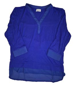 BOYSEN´S women's summer shirt 3/4 sleeve shirt with chiffon and box pleat 43765933 cobalt blue