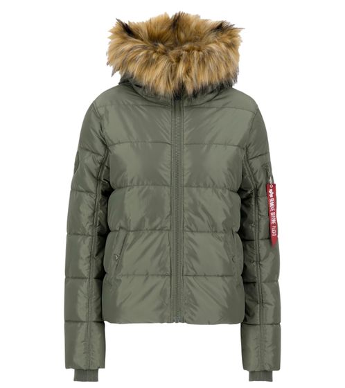 ALPHA INDUSTRIES women's winter jacket hood with removable faux fur outdoor jacket 108004 01 green