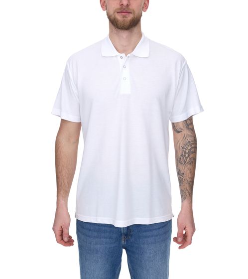 SANTINO Cws Polo sencillo de hombre con parte de algodón, camisa de manga corta blanca