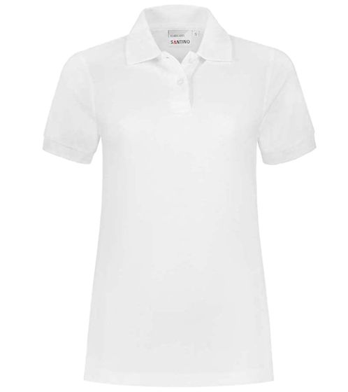 Polo semplice da donna SANTINO Ricardo con percentuale di cotone, camicia a maniche corte bianca