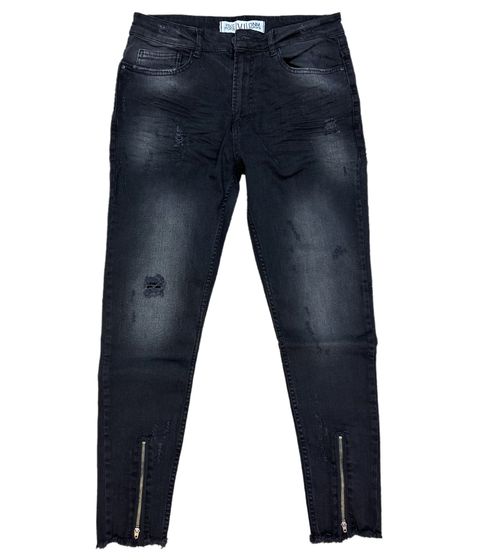 vsct Clubwear men's jeans in a used look denim trousers with zip at the leg ends B5642803 Black