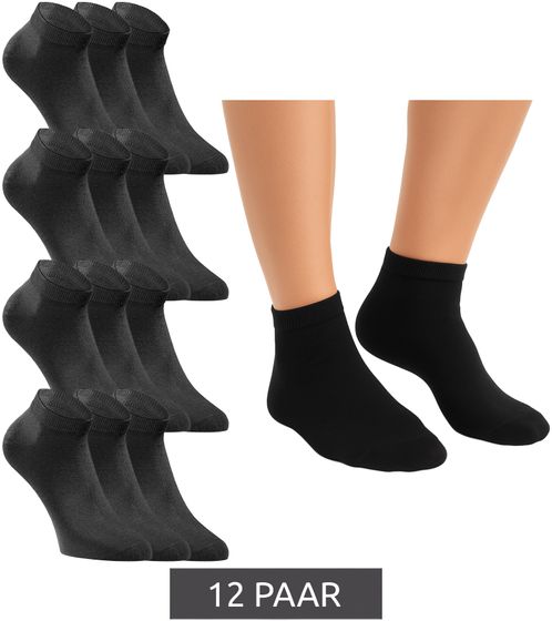 12 paires de chaussettes courtes JACK & JONES, chaussettes baskets, bas de sport, chaussettes quart en coton 12260511 noir