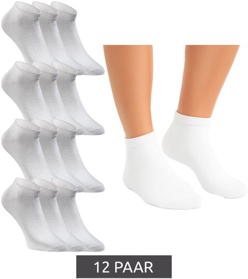 12 pares de calcetines cortos JACK & JONES, calcetines deportivos, medias deportivas, calcetines cuartos de algodón 12260511 Blanco