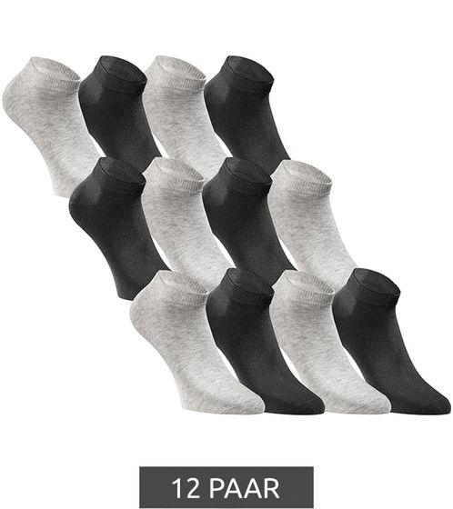 12 pairs of JACK & JONES Short Sock sneaker socks, sports socks, cotton quarter socks 12260511 black/grey