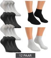 12 Paar JACK & JONES Short Sock Sneaker-Socken Sport-Strümpfe Baumwoll Quarter-Socken 12260511 Schwarz/Grau