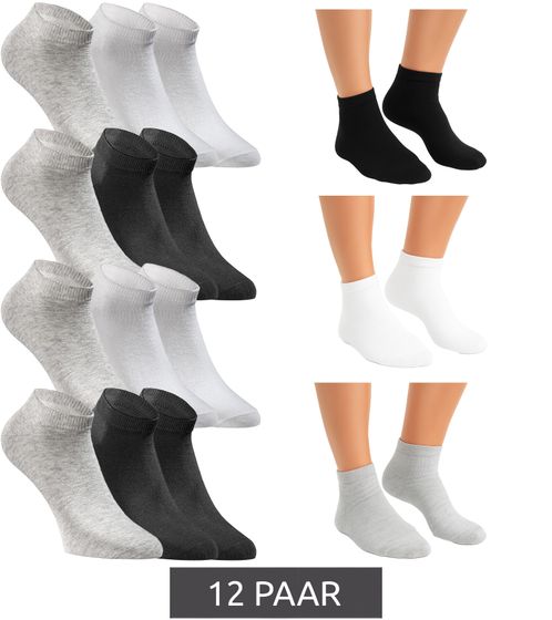 12 paires de chaussettes courtes JACK & JONES, chaussettes baskets, bas de sport, chaussettes quarts en coton 12260511 noir/gris/blanc