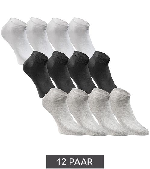 12 paires de chaussettes courtes JACK & JONES, chaussettes baskets, bas de sport, chaussettes quarts en coton 12260511 noir/gris/blanc