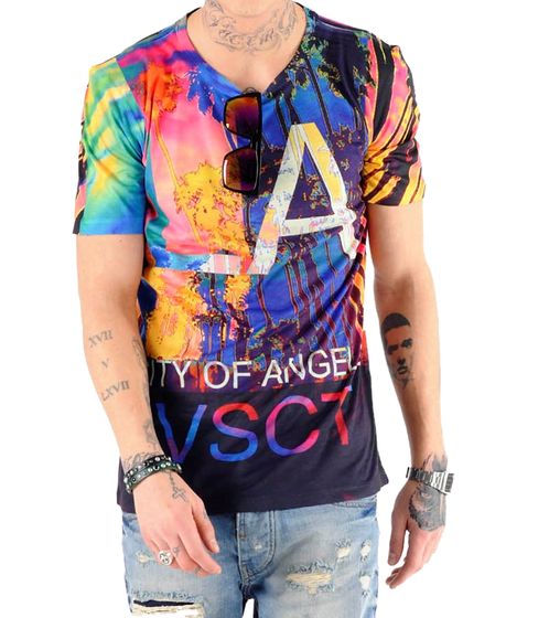 vsct Clubwear La Coloursplash Herren T-Shirt farbenfrohes Sommer-Shirt mit Allover "LA"-Print 5641402 Bunt