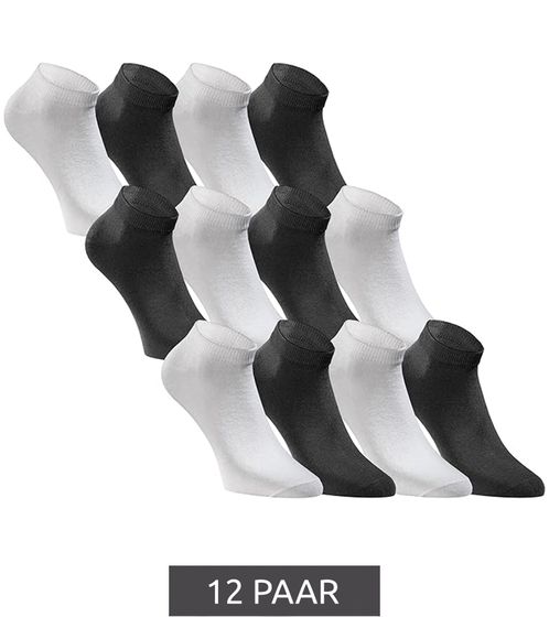 12 pares de calcetines cortos JACK & JONES, calcetines deportivos, medias deportivas, calcetines cuartos de algodón 12260511 negro/blanco