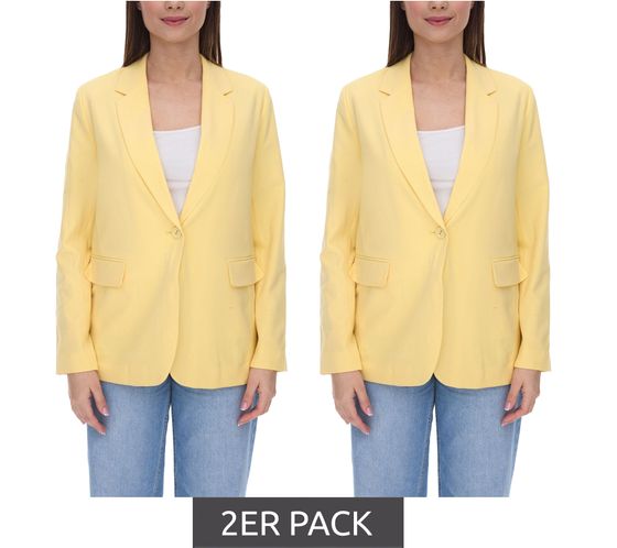 2-pack AjC women's blazer, hip-length boyfriend blazer with inner lining and one-button closure 53438757 yellow