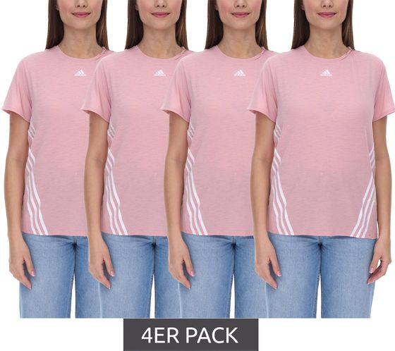 4er Sparpack adidas Trainicons 3-Streifen Damen Sport-Shirt mit AeroReady nachhaltiges Trainings-T-Shirt HC2756 Rosa