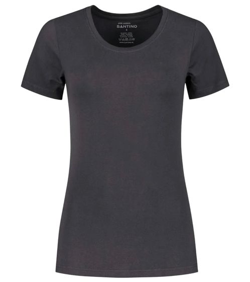 SANTINO Jive Damen schlichtes Basic-Shirt mit Baumwollanteil Kurzarm-Shirt Grau