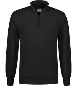 SANTINO Herren schlichter Troyer-Pullover Herbst-Pulli mit Baumwollanteil Freizeit-Pullover Schwarz