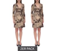 Pack of 2 Aniston CASUAL women's midi dress wrap dress with animal print 3/4 sleeve 98257456 beige/black Pack of 2 Aniston CASUAL women's midi dress wrap dress with animal print 3/4 sleeve 98257456 beige/black