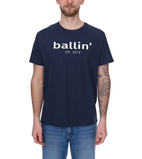 Ballin Est. 2013 Men's sustainable cotton shirt with logo print on the front Short sleeve shirt SH-REG-H050 Dark blue