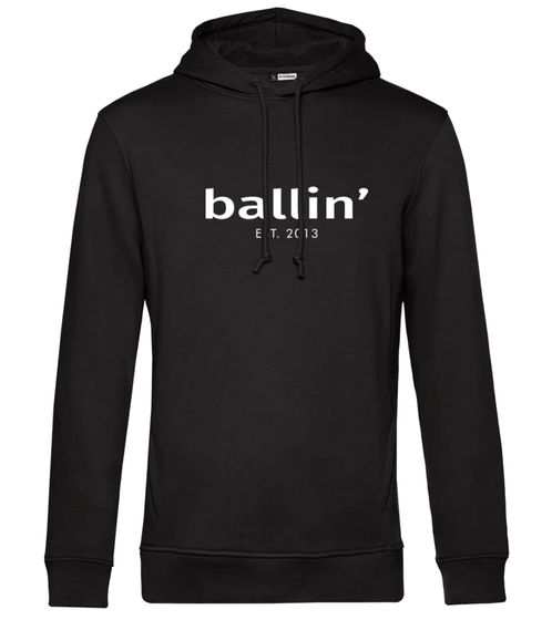 Ballin Est. 2013 men's sustainable hoodie hooded sweater with logo print on the front HO-H00050 black