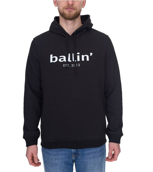 Ballin Est. 2013 men's sustainable hoodie hooded sweater with logo print on the front HO-H00050 black