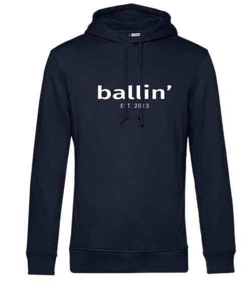 Ballin Est. 2013 Men's Hooded Sweater Sustainable Sweat Hoodie with Logo Lettering on the Front HO-H00050-NVY Navy