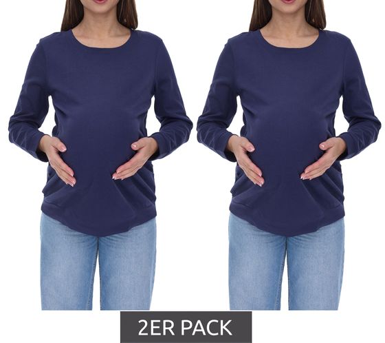 Pack of 2, nine 9 months women's simple pregnancy shirt, maternity wear 58374154 dark blue