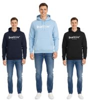 Ballin Est. Pull à capuche durable pour hommes 2013 avec logo imprimé sur le devant HO-H00050 en noir, bleu ou bleu marine