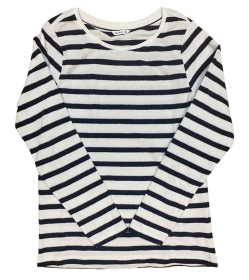 DELMAO women's sweatshirt striped cotton long-sleeved shirt 31157031 white/navy