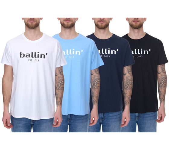 Ballin Est. 2013 Camisa de hombre de algodón sustentable con logo estampado en la parte delantera camisa de manga corta SH-REG-H050 Blanco, Azul Marino, Celeste o Negro