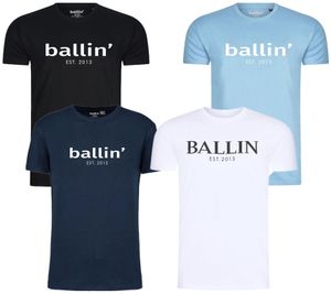 Ballin Est. 2013 Camisa de hombre de algodón sustentable con logo estampado en la parte delantera camisa de manga corta SH-REG-H050 Blanco, Azul Marino, Celeste o Negro