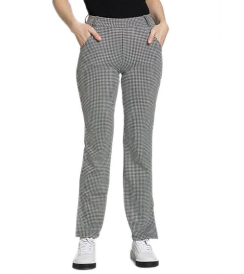 AjC Damen karierte Stoff-Hose modische Bootcut-Hose in Schlupf-Form 71797023 Schwarz/Weiß